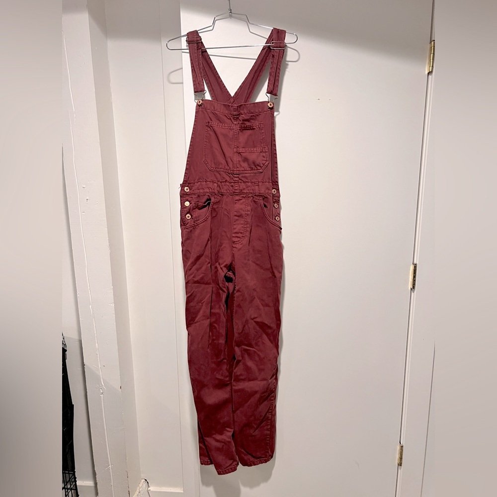 Free people burgundy overalls